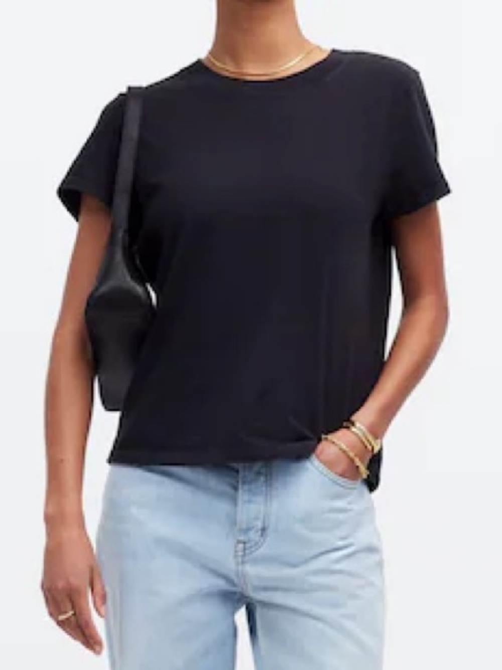 Madewell The Shrunken Tee 100% Cotton Black Short Sleeve T-Shirt Size L NQ456